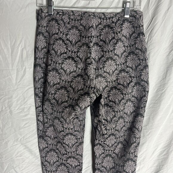 J. McLaughlin Tapestry Printed Black GrayCasual Pants Size 4 Stretch Pull On Zip - Picture 9 of 10